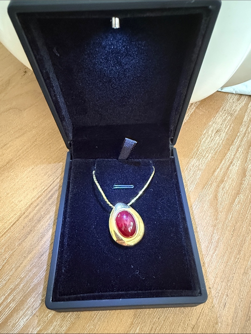 Vintage Givenchy Necklace with Red Enamel Pendant